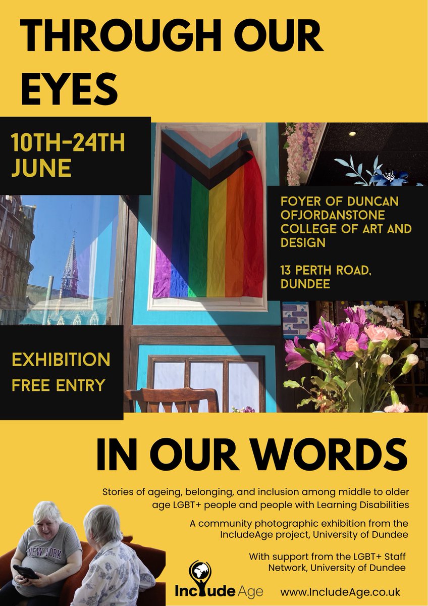 School of Health Sciences, University of Dundee (@uodhealthsci) on Twitter photo The IncludeAge project has an exhibition in <a href="/DJCAD/">DJCAD, UoD</a> featuring photos taken by the project’s research participants, mid-older people who have learning disabilities or who are LGBT+, in their day to day lives. The IncludeAge project has an exhibition in <a href="/DJCAD/">DJCAD, UoD</a> featuring photos taken by the project’s research participants, mid-older people who have learning disabilities or who are LGBT+, in their day to day lives.
