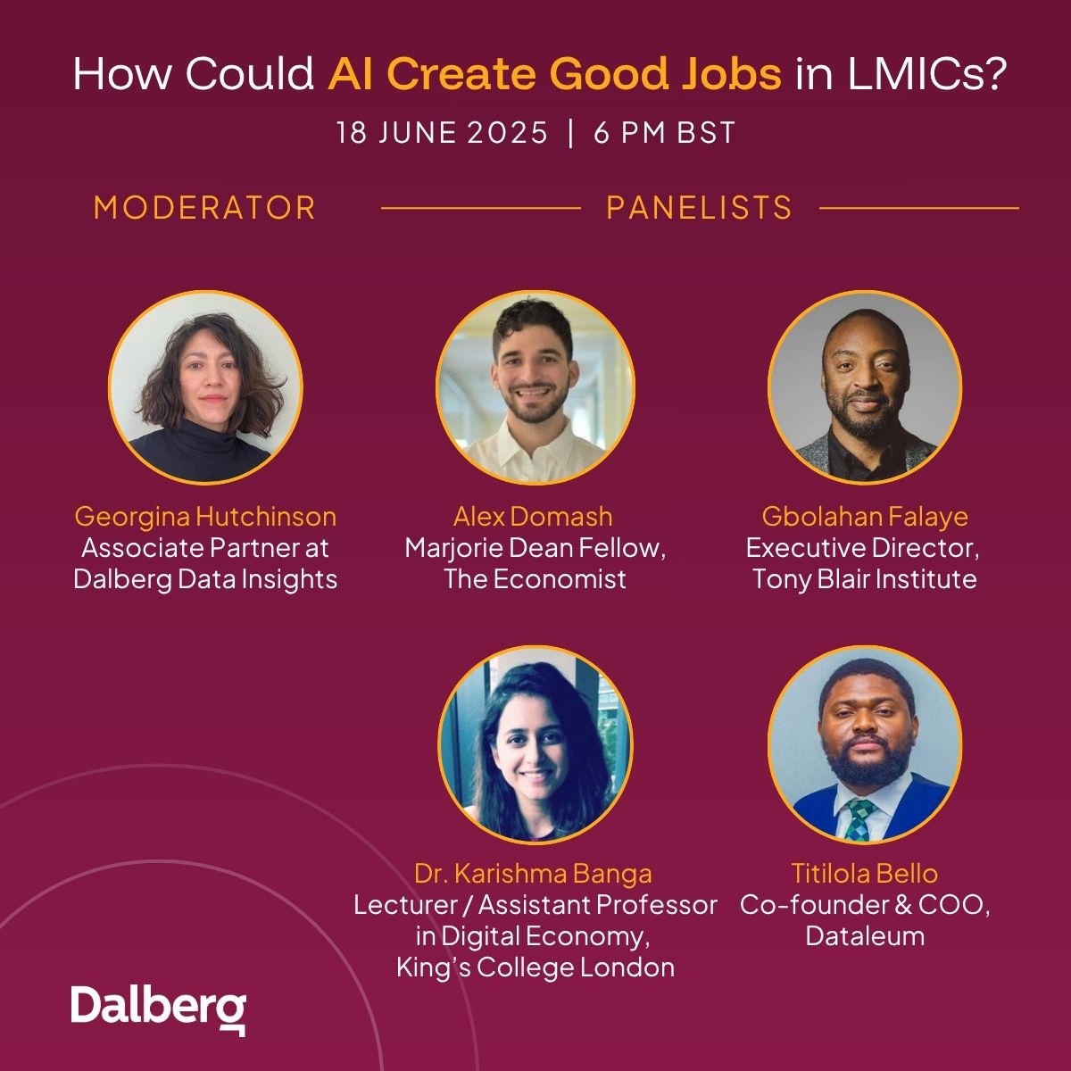 The panel is set for our upcoming London event on “Can AI Create Good Jobs in LMICs?” Join us to explore how policy and innovation can shape AI’s impact on the future of work.
RSVP now: bit.ly/3Hw95iA
#AI4Good #FutureOfWork #LMICs #DigitalInclusion #GreenJobs