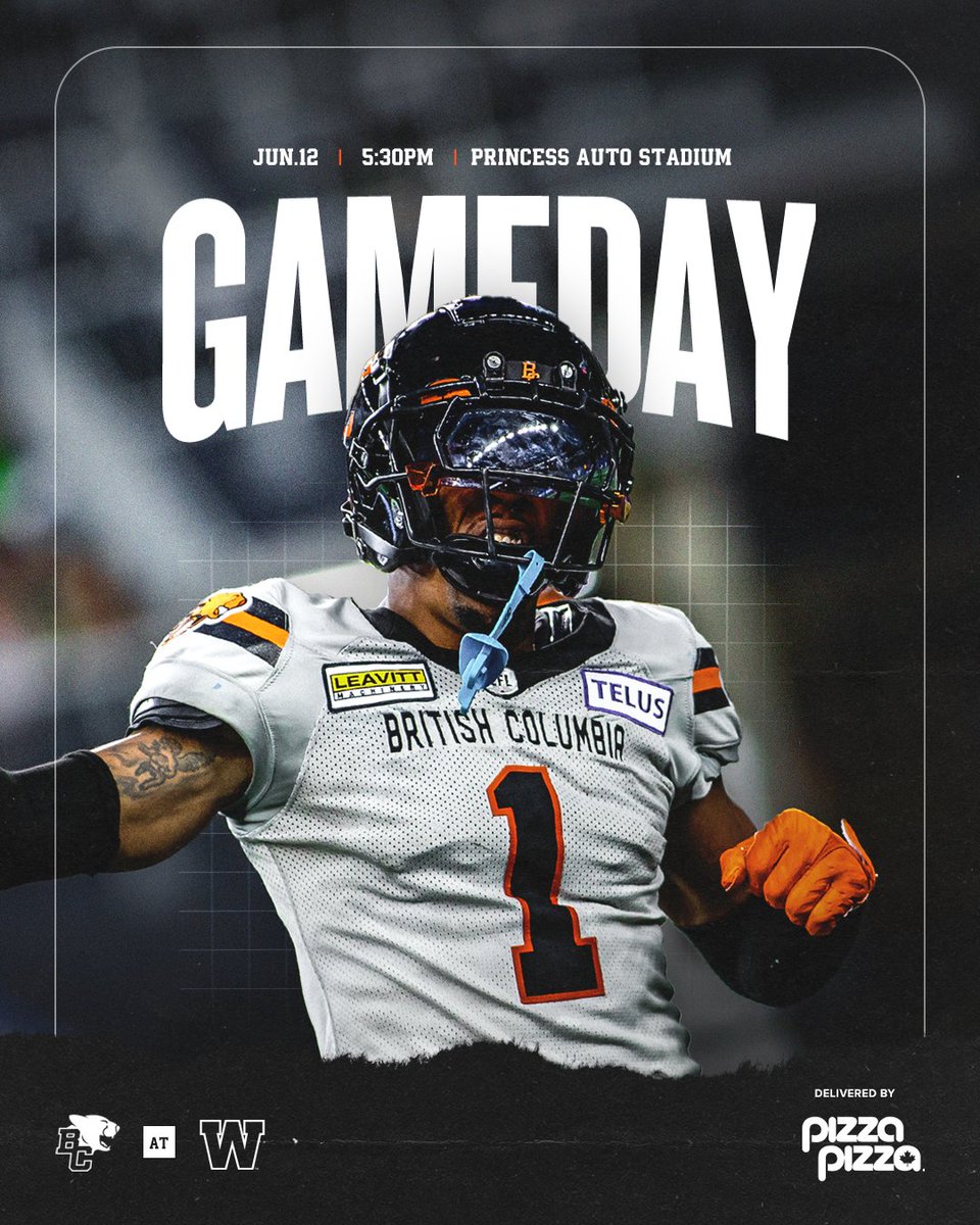 GAMEDAY 🔥 

We're taking this show on the road.

⚔️ | #BCLions at Winnipeg Blue Bombers
⏰ | 5:30 PM PT
🏟 | Princess Auto Stadium
📺 | 🇨🇦 TSN, RDS &amp; CTV 🇺🇸 CBS 🌏 <a href="/CFL/">CFL</a> + 
📻 | 730 <a href="/CKNW/">CKNW</a> &amp; <a href="/SherEPunjab600/">Sher-E-Punjab AM 600</a>
🍕 | @pizzapizzaltd 

#RoarAsOne