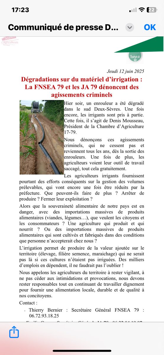Thierry BERNIER (@thierrybernier7) on Twitter photo Trop c’est trop à l’heure de la souveraineté alimentaire il faut que l’état et les politiques prennent leurs responsabilités <a href="/DenisMousseau3/">Denis Mousseau</a> <a href="/rousseautrocy/">Arnaud Rousseau</a> <a href="/HerveLapie/">herve lapie</a> <a href="/FNSEA/">La FNSEA</a> <a href="/FNSEA_Nlle_Aqui/">FNSEA Nlle Aquitaine</a> <a href="/rasillard/">Rasillard Jean-Baptiste</a> <a href="/FPetorin/">PETORIN François</a> Trop c’est trop à l’heure de la souveraineté alimentaire il faut que l’état et les politiques prennent leurs responsabilités <a href="/DenisMousseau3/">Denis Mousseau</a> <a href="/rousseautrocy/">Arnaud Rousseau</a> <a href="/HerveLapie/">herve lapie</a> <a href="/FNSEA/">La FNSEA</a> <a href="/FNSEA_Nlle_Aqui/">FNSEA Nlle Aquitaine</a> <a href="/rasillard/">Rasillard Jean-Baptiste</a> <a href="/FPetorin/">PETORIN François</a>