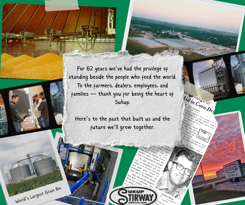 On June 12, 1963, Sukup Manufacturing Co. took its first step toward shaping the future of agriculture. We want to take a moment to thank everyone who’s been part of this journey. We’re proud to keep growing and standing alongside farmers everywhere for many years to come.
