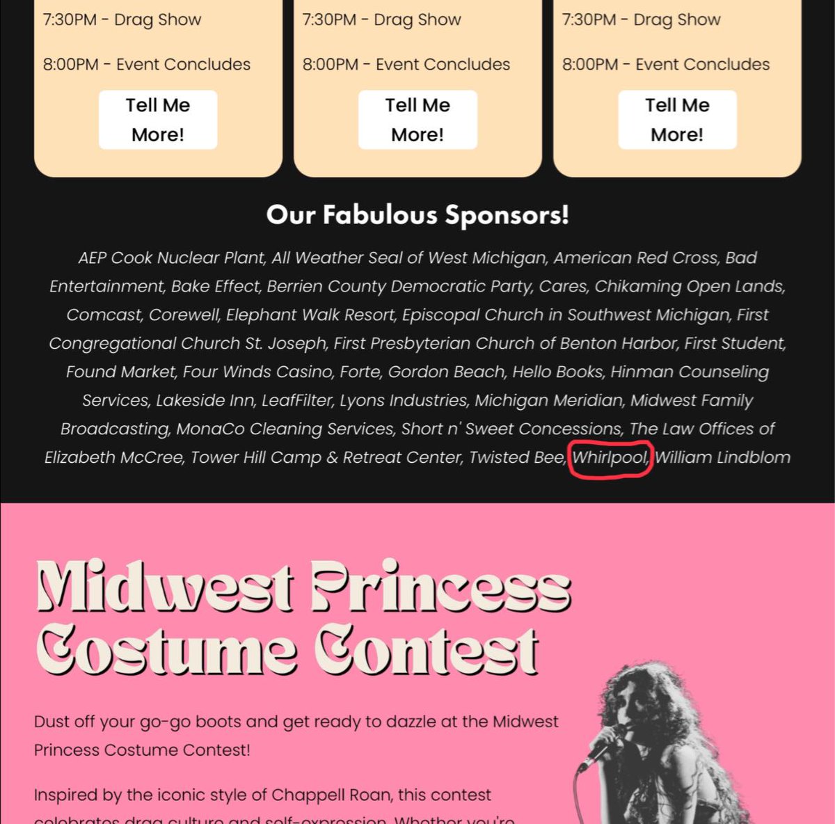 Mark Bitzer (CEO of Whirlpool) do you have any problems with <a href="/WhirlpoolCorp/">Whirlpool Corporation</a> sponsoring the "All Ages Drag Show" at the Dowagiac "Pride Fest" this Saturday?
 
The Child Grooming <a href="/theoutcenter/">OutCenter Southwest Michigan</a> continues to invite children (and adults) into lives of sexual sin and perversion.