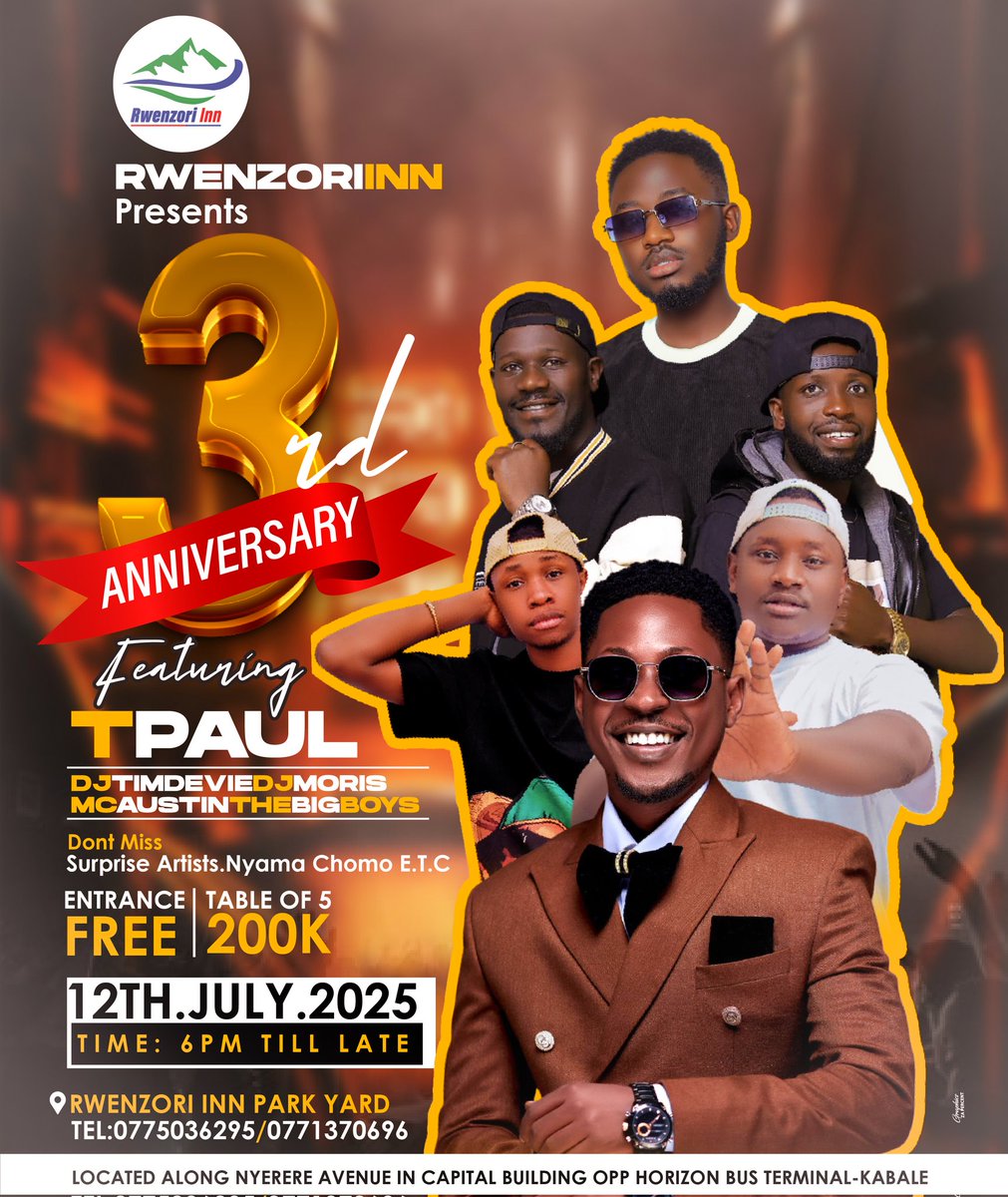 ๐๐ฟ๐ถ๐ฎ๐ป ๐๐ธ๐ฎ๐ป๐ธ๐๐ฎ๐๐ฎ (@mabz_ug) on Twitter photo #3rdAnniversary celebrations with my man <a href="/tpaul256/">T PAUL 256</a> alongside my bro, the illest mc around town <a href="/McAustinz/">Tiny Mukiga Mc Austinz๐บ๐ฌ๐ท๐ผ</a> together with #thebigboyz, #TimDavieDj plus #DjMorris taking you all night long on #12thJuly2025 at Rwenzori Park Yard!
#NyamaChomo
#FreeEntrance
#ManySurpriseActs
๐๐๐๐๐ #3rdAnniversary celebrations with my man <a href="/tpaul256/">T PAUL 256</a> alongside my bro, the illest mc around town <a href="/McAustinz/">Tiny Mukiga Mc Austinz๐บ๐ฌ๐ท๐ผ</a> together with #thebigboyz, #TimDavieDj plus #DjMorris taking you all night long on #12thJuly2025 at Rwenzori Park Yard!
#NyamaChomo
#FreeEntrance
#ManySurpriseActs
๐๐๐๐๐