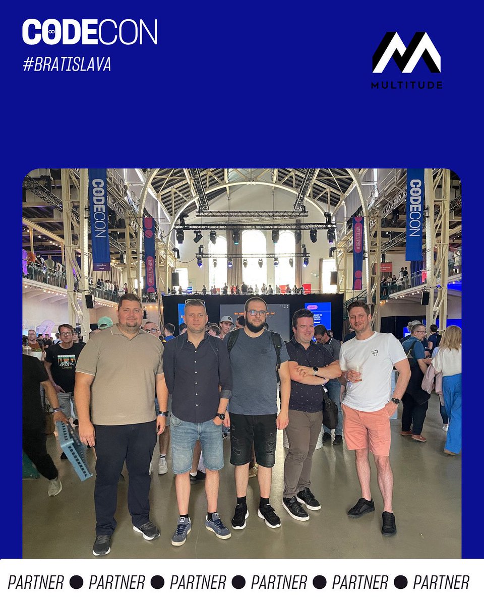 codeconSK's tweet image. Ďalší ročník aj s Multitude! 🚀
Multitude je hrdým partnerom najväčšieho vývojárskeho podujatia, ktoré spája.
V Multitude IT Labs veria, že IT nie je len o kóde. Je to o ľuďoch, ktorí ho tvoria.
Chceš sa o nich dozvedieť viac? Nájdi si ich na multitude.com.
