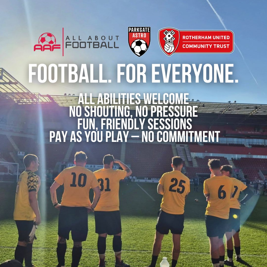 RUCT | Football. For Everyone. ⚽

Looking for a fun, friendly kickabout with no pressure? Join our inclusive football sessions at Parkgate Astro, open to all abilities!

✅ Tuesday's, 8pm

#FootballForEveryone #RUCT #ParkgateAstro #AllAboutFootball