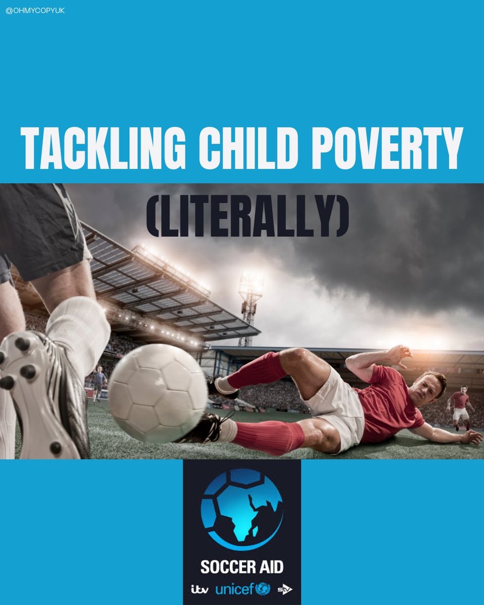 oh my! copy (@ohmycopyuk) on Twitter photo Speedy <a href="/OneMinuteBriefs/">One Minute Briefs ⏱️</a> Today we are calling on the OMBLES to show their support for this weekend’s <a href="/socceraid/">Soccer Aid</a> ⚽️
One Minute Brief of the Day:
Create posters to promote #SoccerAid
socceraid.org.uk Speedy <a href="/OneMinuteBriefs/">One Minute Briefs ⏱️</a> Today we are calling on the OMBLES to show their support for this weekend’s <a href="/socceraid/">Soccer Aid</a> ⚽️
One Minute Brief of the Day:
Create posters to promote #SoccerAid
socceraid.org.uk