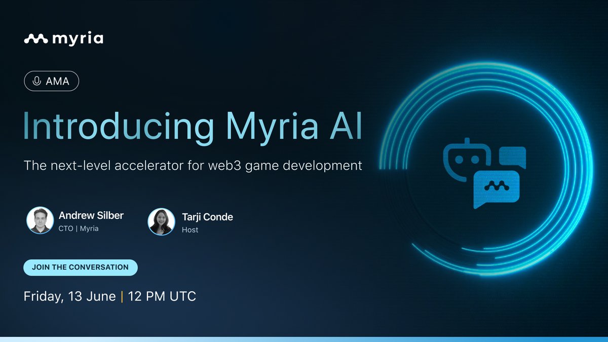 Myria | The web3 gaming platform (@myria) on Twitter photo Discover how Myria AI is rewriting the Web3 dev playbook.
Join us and Myria co-founder <a href="/asmyria/">Andrew Silber - Building @ Myria</a> for an exclusive AMA exploring how AI agents, zero-doc SDKs, and runtime automation are making smart contract deployment and NFT management radically easier—for builders at any level. Discover how Myria AI is rewriting the Web3 dev playbook.
Join us and Myria co-founder <a href="/asmyria/">Andrew Silber - Building @ Myria</a> for an exclusive AMA exploring how AI agents, zero-doc SDKs, and runtime automation are making smart contract deployment and NFT management radically easier—for builders at any level.