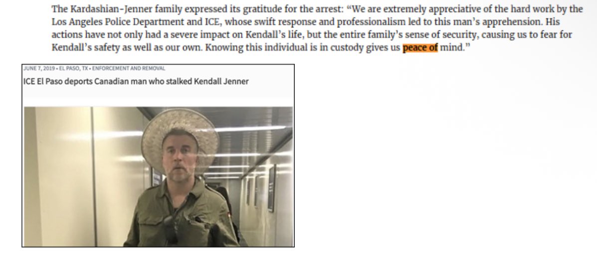 Natalie Winters (@nataliegwinters) on Twitter photo <a href="/TriciaOhio/">Tricia McLaughlin</a> <a href="/KimKardashian/">Kim Kardashian</a> In 2019, ICE El Paso deported a Canadian who stalked Kendall Jenner.
The Kardashians lauded ICE and LAPD’s “swift response and professionalism,” saying it restored their “peace of mind.”
But now, as ICE deports criminal invaders harming everyday American families, Kim has <a href="/TriciaOhio/">Tricia McLaughlin</a> <a href="/KimKardashian/">Kim Kardashian</a> In 2019, ICE El Paso deported a Canadian who stalked Kendall Jenner.
The Kardashians lauded ICE and LAPD’s “swift response and professionalism,” saying it restored their “peace of mind.”
But now, as ICE deports criminal invaders harming everyday American families, Kim has