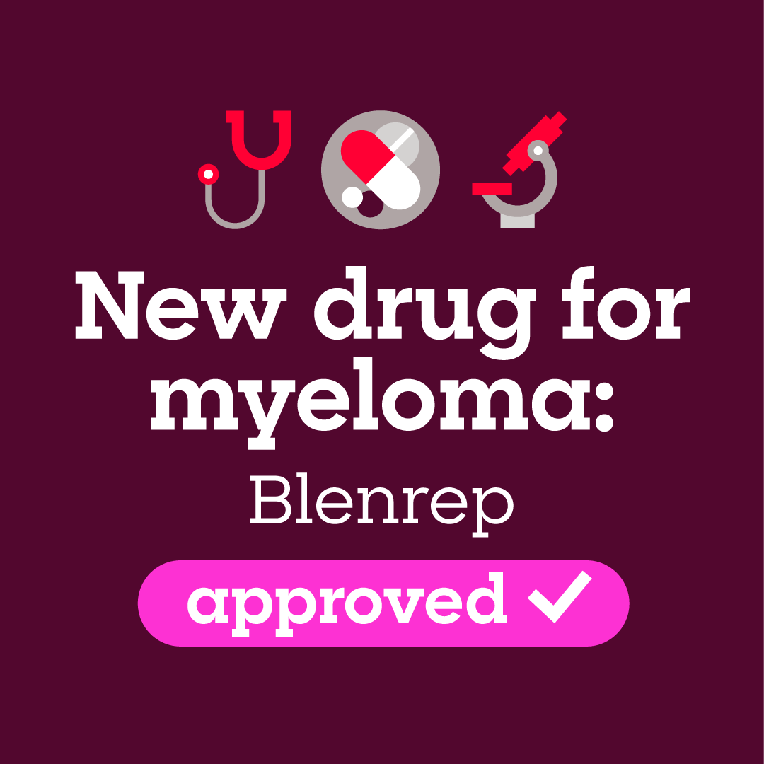 📢‼️ Breaking news! A new myeloma drug has been approved for use on the NHS. 

Blenrep will be available in England, Wales and Northern Ireland as a second line treatment. Used with 'BorDex' therapy, clinical trials showed blenrep improved outcomes.