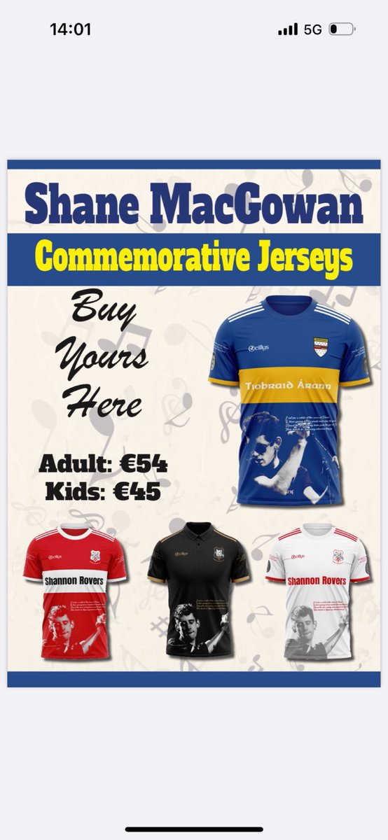 SRoversGAA's tweet image. Don’t forget we have our pop up shop this Saturday beside Easons in Nenagh. We’re open from 9:30 so be sure to call in early if heading to Portlaoise to support the hurlers later!

* The first 15 jerseys sold will get a €5 discount *