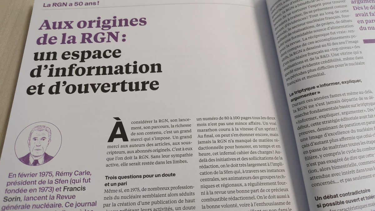 3/ ✍️ Les acteurs de l’histoire nucléaire prennent la plume… Ils commentent des archives et racontent leur RGN, et surtout la vision du nucléaire à travers elle. <a href="/Mangeon4/">Michaël Mangeon</a> <a href="/ValerieFaudon/">Valerie Faudon</a> <a href="/c_neugnot/">Christophe Neugnot</a> <a href="/_GIFEN/">GIFEN</a>... et le fondateur de la RGN Francis Sorin ! Respect monsieur !