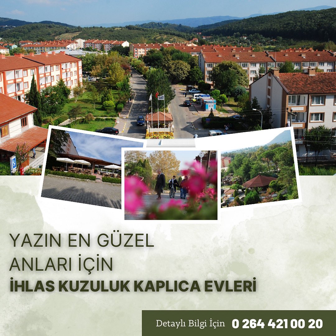 Doğayla iç içe, huzurlu ve konforlu bir tatil için sizi İhlas Kuzuluk Kaplıca Evlerine bekliyoruz.
Ailece keyifli vakit geçirebileceğiniz ortam
Temiz hava, sakinlik ve doğa yürüyüşleri
Şifalı kaplıca imkanlarıyla bambaşka bir yaz deneyimi
Sakarya’nın doğa harikası Kuzuluk’ta