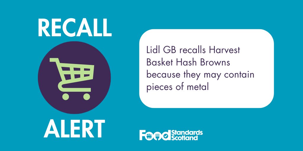 Lidl GB is recalling Harvest Basket Hash Browns because they may contain pieces of metal - bit.ly/43GzTp2 #foodalert