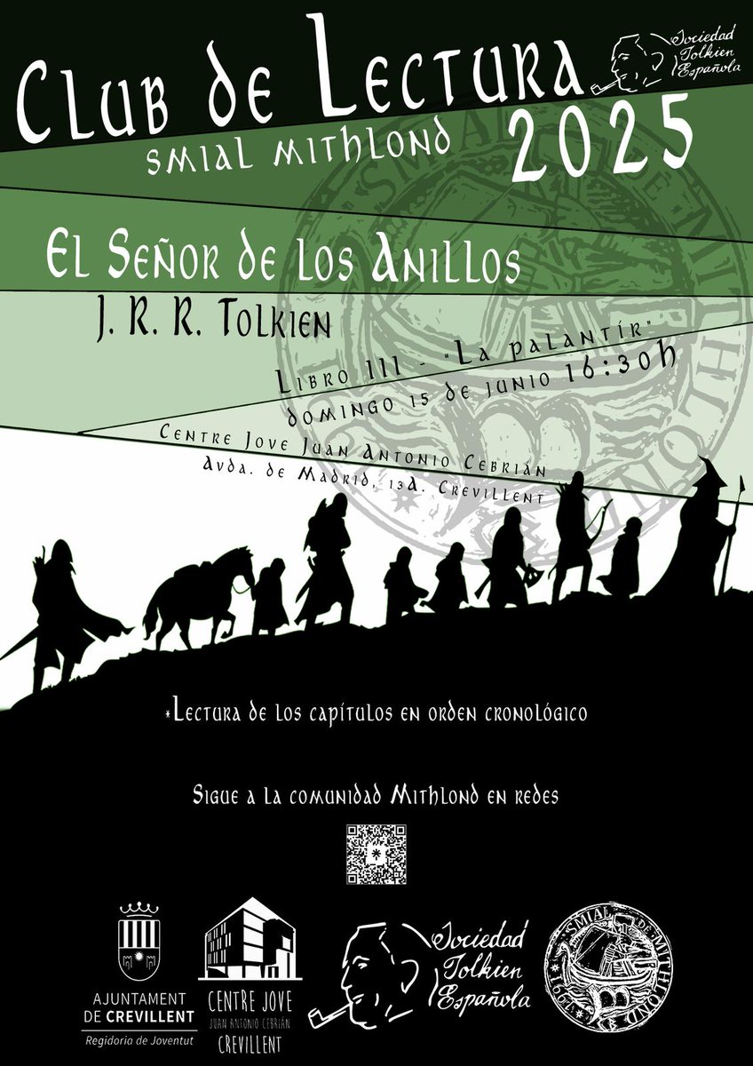 📚 📖 La siguiente sesión del Club de lectura del Mithlond será en el <a href="/centrejovecrev/">Centre Jove</a> este domingo 15 de junio y Eñen el descubriremos los misterios de, "La Palantír" 🔮.

<a href="/SocTolkien/">S.Tolkien Española</a> #Smialmithlond #JRRTolkien #Smialste #Tolkien