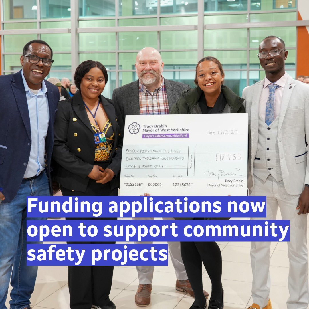 We’re taking cash seized from criminals and investing it into our communities.

Since 2021, we’ve handed out over £4m to projects making their neighbourhoods safer.

£350,000 is now available to organisations who are making a difference.

Find out more: westyorks-ca.gov.uk/policing-and-c…