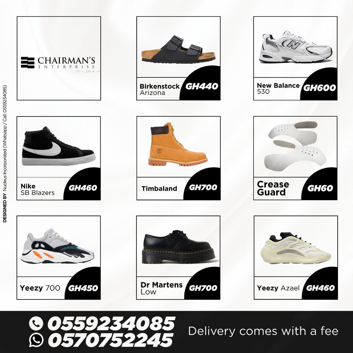 chairman360's tweet photo. 🔥Sneakerheads, this one's for you!
Check out our updated price list and grab your favorite sneakers before they're gone!🔌
Limited stock, best deals!📈
DM to order now!
#SneakerSteals #ghana #fitinstandout #ShopNow
Kindly repost♻️ https://t.co/0x59iZgHLd