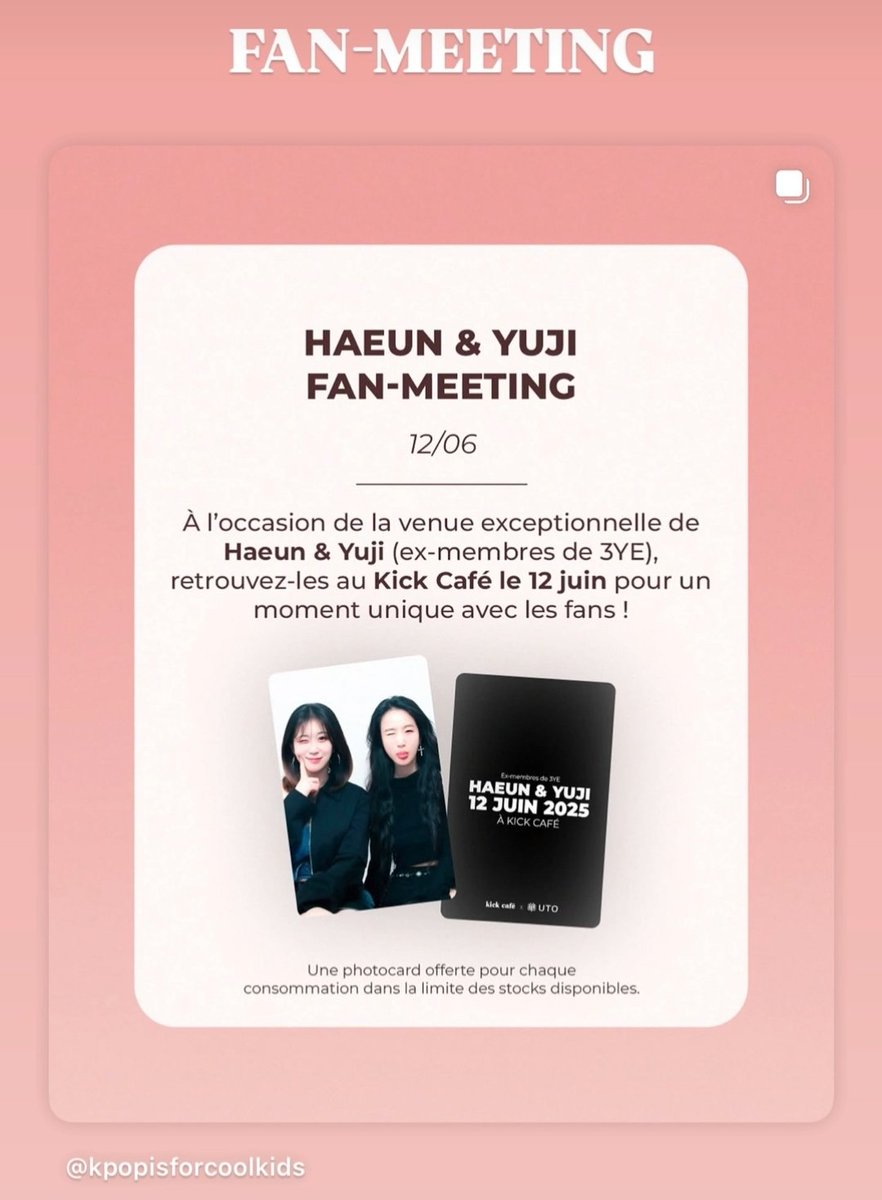 kaylee10113's tweet photo. Gorgeous Yuji & Hauen @ Kick Cafe βοΈβοΈβοΈ #3YE_In_Paris
π«#YUJI π«#HAEUN π«#Paris
π«#3YE π«#μ¨λμμ΄ π«#KickCafe
#Triple7 #Big #FanMeeting #fanart https://t.co/IjWU7AYQCm https://t.co/qmocPahf2v