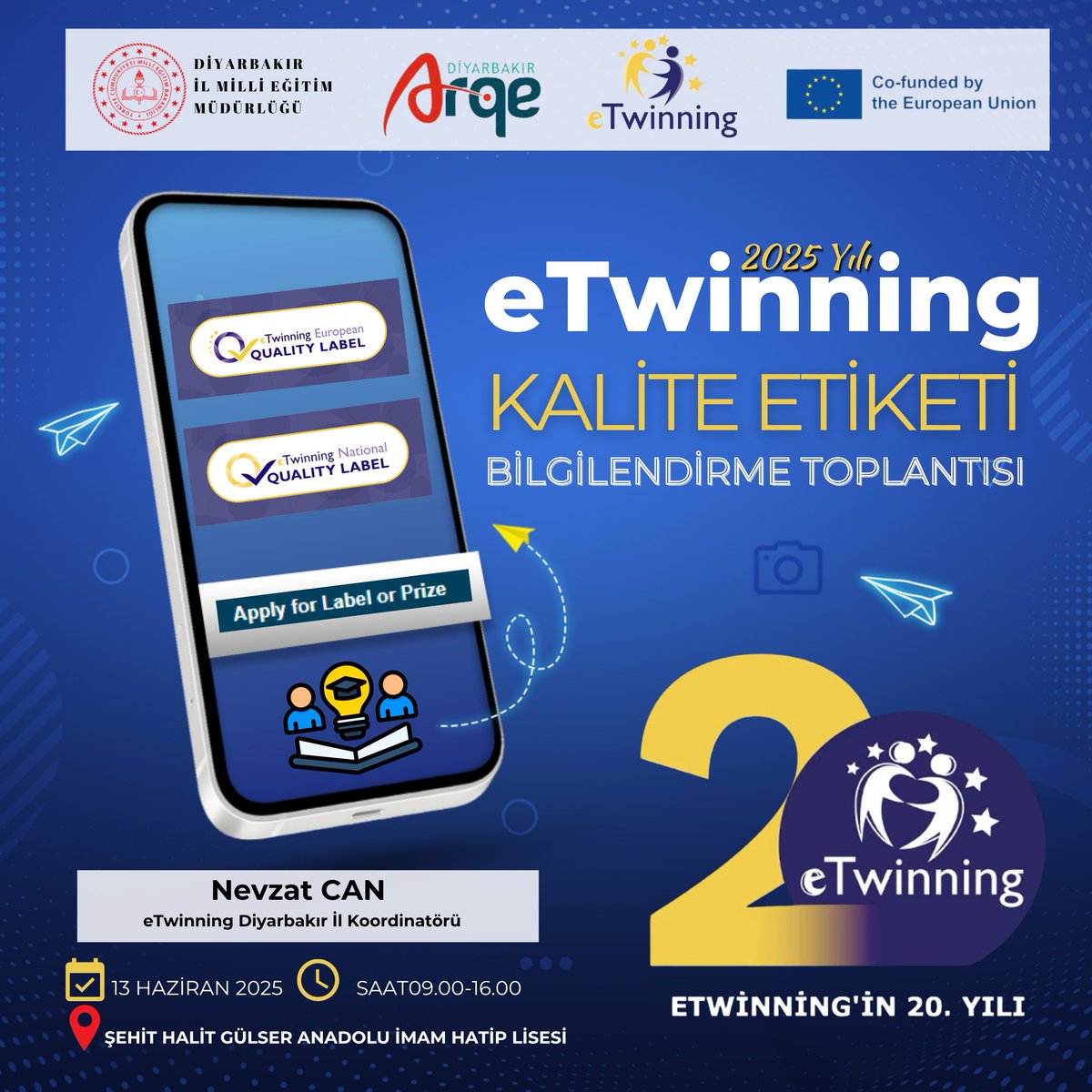 Bakanlığımız Yenilik ve Eğitim Teknolojileri Genel Müdürlüğü koordinesinde yürütülen eTwinning faaliyetleri kapsamında, ilimizde çok sayıda öğretmenimiz, öğrencileriyle birlikte uluslararası projeler yürütüyor.

Bu projelerin niteliğini artırmak ve Kalite Etiketi başvurularının