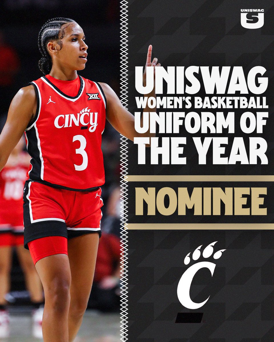 UNISWAG (@uniswag) on Twitter photo UNISWAG Women’s Basketball Uniform of the Year Nominee
<a href="/GoBearcatsWBB/">Cincinnati Women's Basketball</a> is up for the best college basketball uniform this season.
Vote at uniswag.com/uniform-of-the…
#uniswag UNISWAG Women’s Basketball Uniform of the Year Nominee
<a href="/GoBearcatsWBB/">Cincinnati Women's Basketball</a> is up for the best college basketball uniform this season.
Vote at uniswag.com/uniform-of-the…
#uniswag