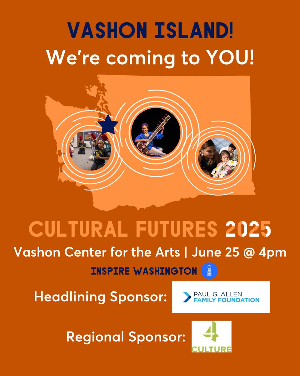 The final week of Cultural Futures is approaching!  inspirewashington.org/events/cultura… 

Thank you: 
Headlining Sponsor: @PGAFamilyFdn
Regional Sponsor (King County): <a href="/4Culture/">4Culture</a> 
City Sponsor (Seattle): <a href="/PyramidComms/">PyramidComms</a> 
Our hosting organizations

#science #heritage #arts #advocacy #workshop