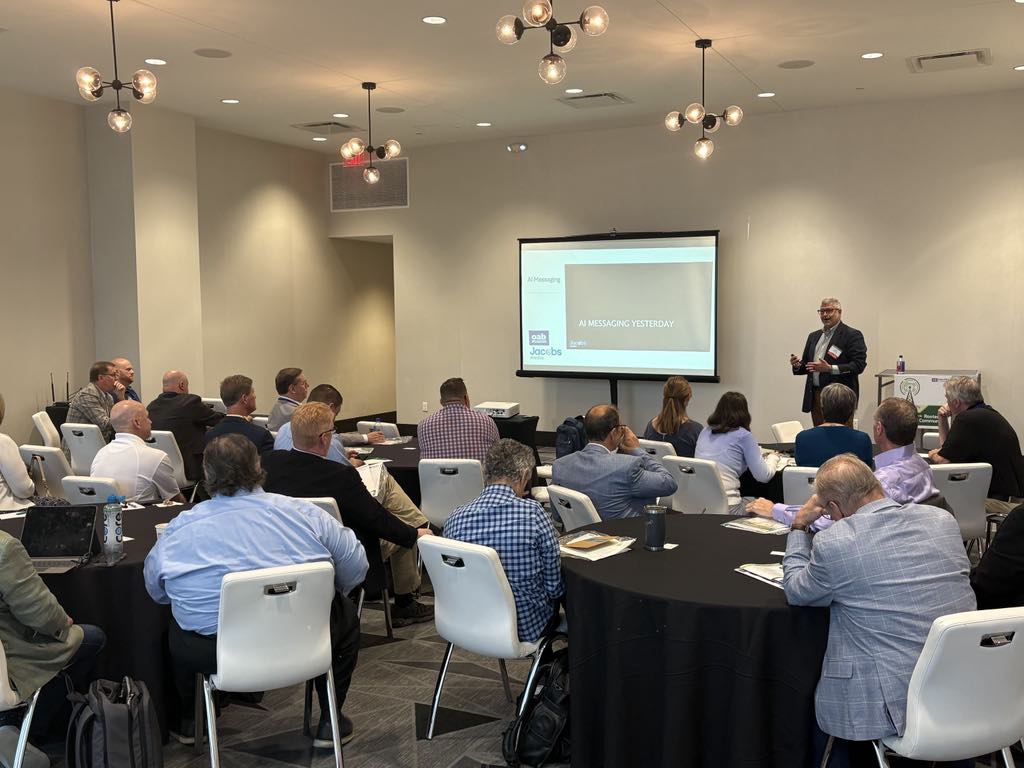 OhioBroadcaster's tweet image. Enjoying more breakout sessions at the OAB Executive Forum! This round features Lisa Fields of @mediastaffing on team morale-building and retaining talent, and another session from @jacobsmedia's Chris Brunt on applications of AI!