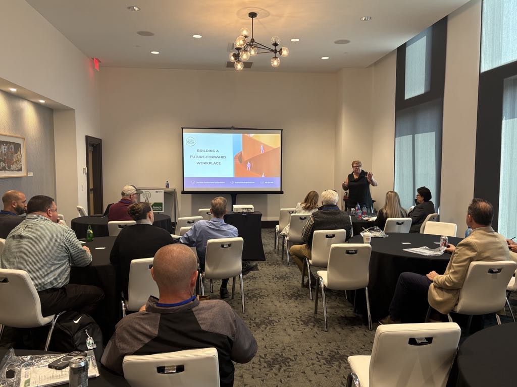 OhioBroadcaster's tweet image. Enjoying more breakout sessions at the OAB Executive Forum! This round features Lisa Fields of @mediastaffing on team morale-building and retaining talent, and another session from @jacobsmedia's Chris Brunt on applications of AI!