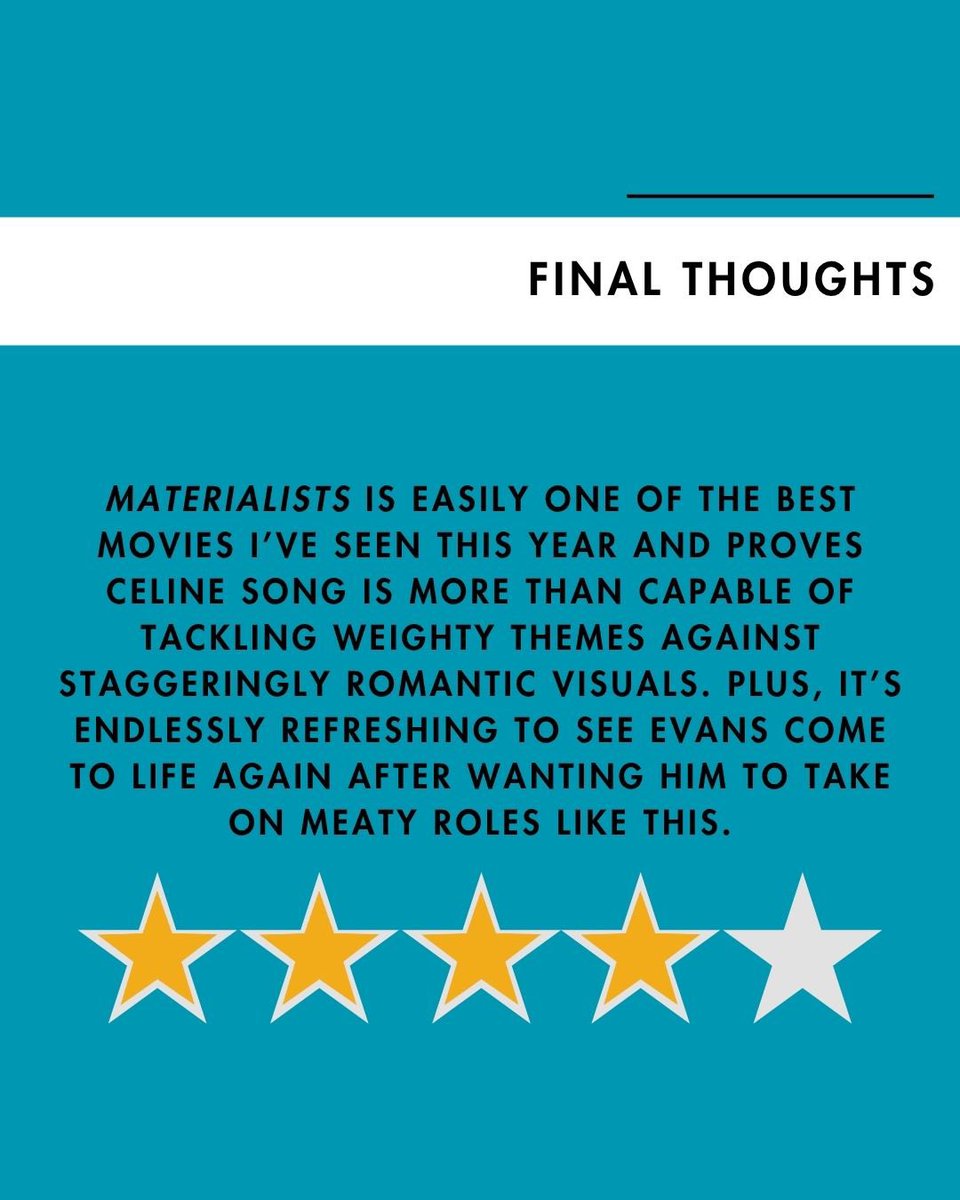 Longer MATERIALISTS thoughts here AND in my <a href="/GeekGirlRiot/">RIOTUS / Geek Girl Riot</a> review: dub.sh/p5ww7Uq