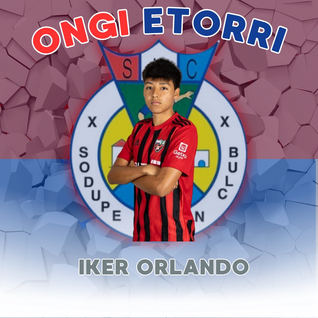FITXAKETA BERRIA / NUEVO FICHAJE 

✅Iker Orlando se incorpora al Sodupe.U.C procedente del Indartsu
juvenil

🔝Dal la enhorabuena al Indartsu por la gran formacion de jugadores

👋🏻Ongi etorri Orlando!
#aupasodupe🔴🔵