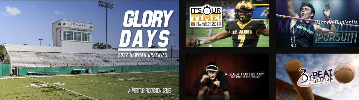 It's a great time to binge watch some of VSN's library of documentaries and docuseries.
Featured now at vsn-home.com
-Glory Days Newman Football 2022 Arch Manning's senior season
-"It's Our Time" St James football 2019 season 1st state title in 40 years
-"The Pursuit"