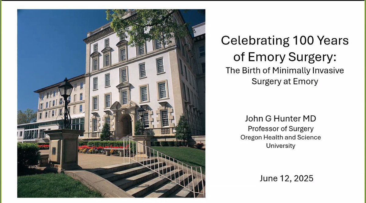 GAEscobarMD's tweet image. Fantastic grand rounds @EmorySurgery kicking off our celebrations for our 100th anniversary.
John G Hunter recounted Emory&apos;s role in starting the first minimally invasive fellowship program in the country.
He gave a special shout out to @AlanLumsdenMD as innovator in MIS!