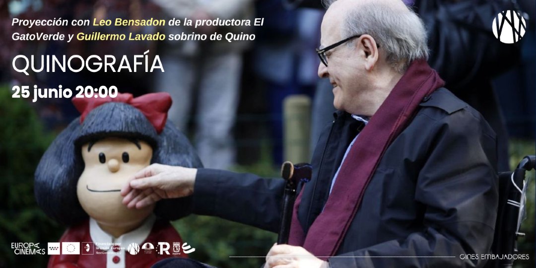 Con imágenes y testimonios inéditos, exploramos el lugar donde Quino forjó su creatividad ❤️ Un documental que estrenamos en Embajadores el próximo 25 de junio con un coloquio posterior muy especial :) cinesembajadores.es/pelicula/quino…