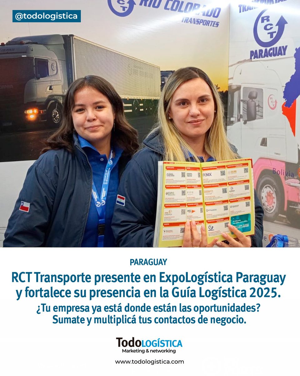 Presencia, visibilidad y negocios.
RCT Transporte ya forma parte de ExpoLogística Paraguay y la Guía Logística 2025.

Vos también podés estar donde están las oportunidades. ¡Sumate y multiplicá tus oportunidades de negocios!