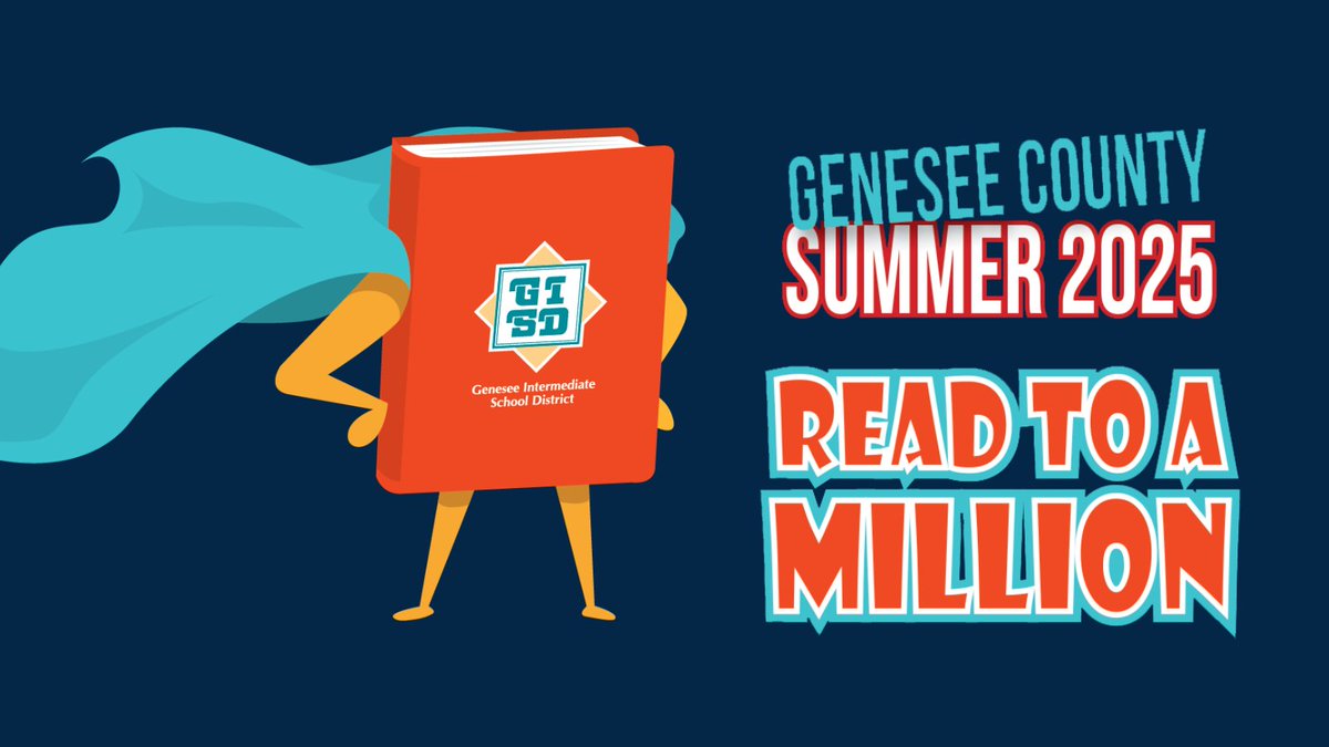 Make this summer a page-turner! Join the #ReadtoaMillion Challenge – happening now through August 31! PreK–12 students: read to yourself, someone else, or listen to audiobooks. Get registered today👉bit.ly/ReadtoaMillion

#SummerReadingChallenge #GeneseeISD #GeneseeCounty