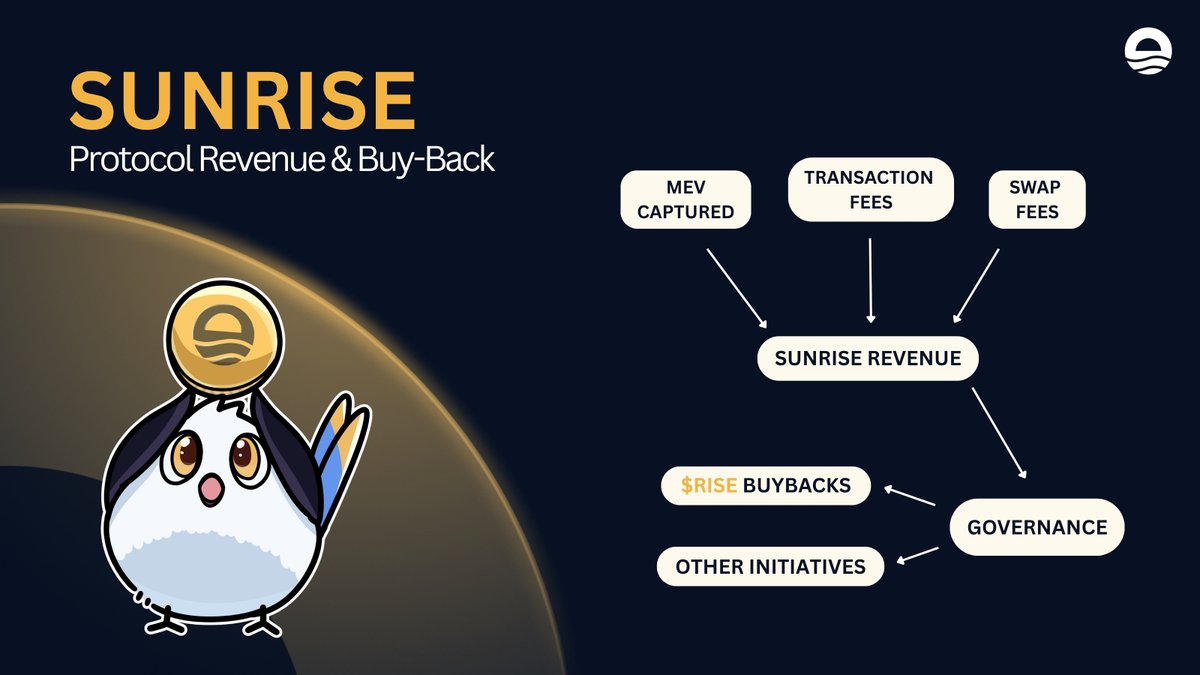 At Sunrise, our revenue approach is designed to be sustainable and value accruing for network participants.

We primarily generate revenue from three sources: 
- Network transaction fees
- Swap fees within the liquidity pools
- MEV captured.

This revenue strategically flows back