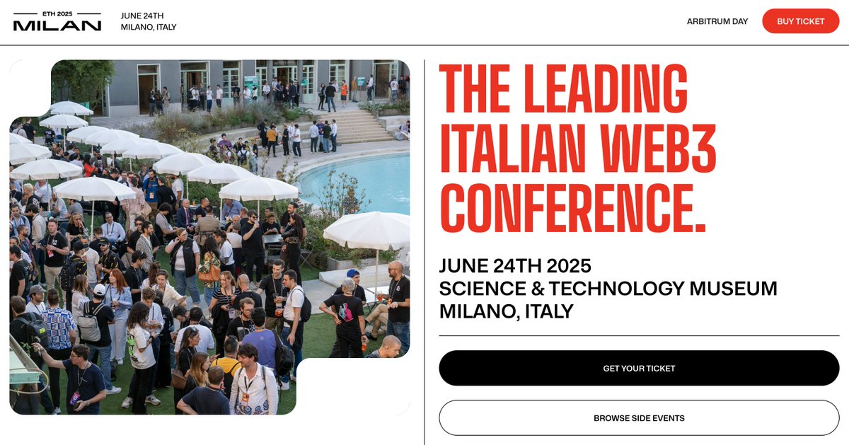 🎉 GIVEAWAY ALERT 🎉

Vuoi partecipare a uno degli eventi più fighi del panorama web3 italiano? Ora puoi farlo GRATIS!

🎟️ Ho deciso di mettere in palio 3 biglietti per l'ETH Milano 2025 . Un’occasione unica per vivere da dentro il mondo Ethereum tra talk, networking e