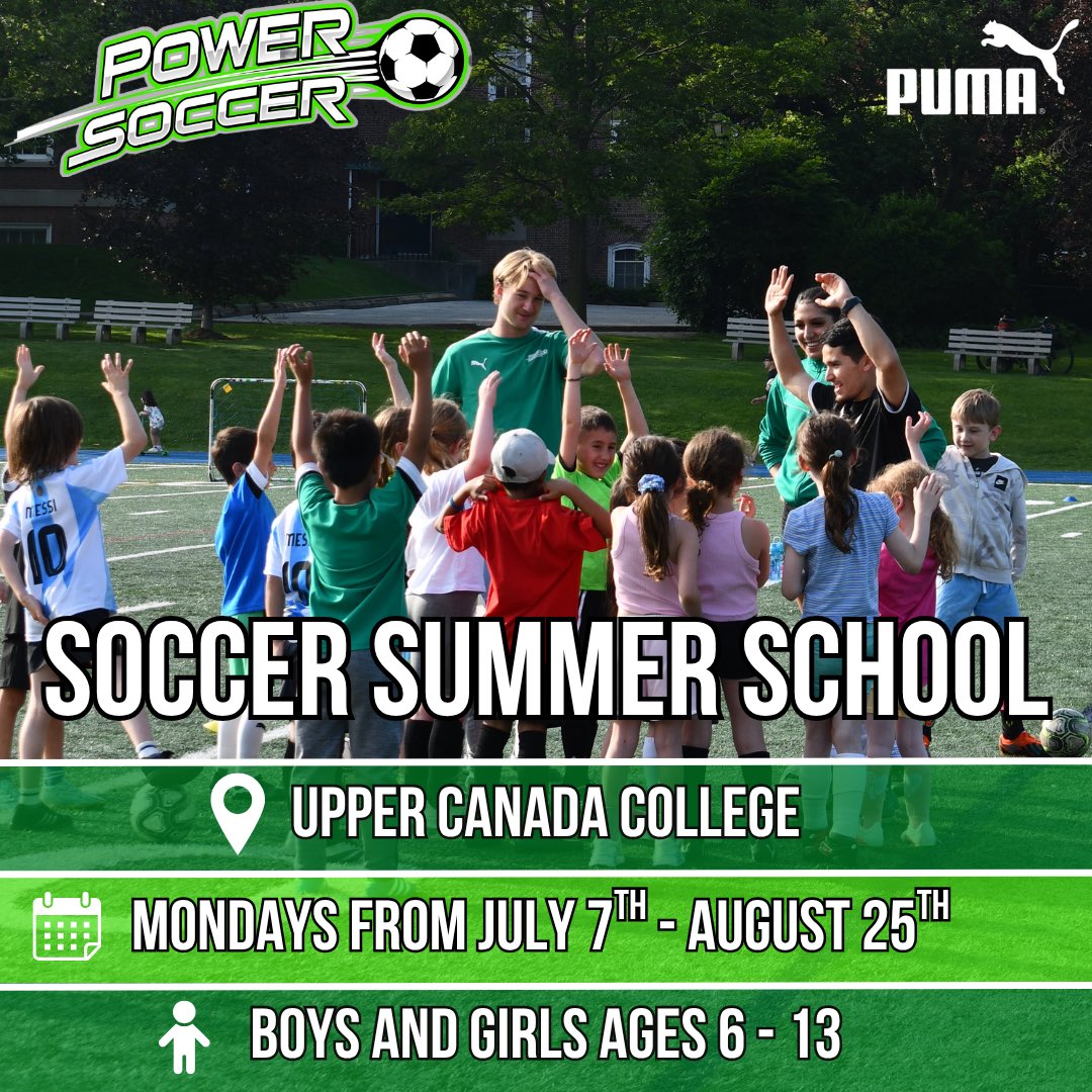 Power Soccer Summer School is back this July at Upper Canada College on Mondays! ⚽️☀️

Register today to and join us for a summer full of soccer fun!

Register today at powersoccer.ca/search/school/…