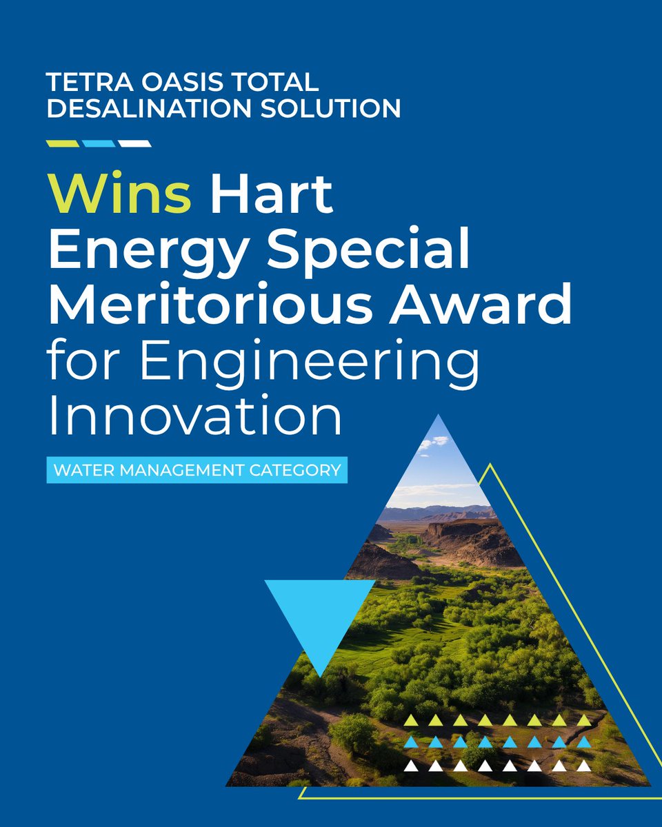 Another innovation milestone for TETRA! 🏆

Our patent-pending TETRA Oasis TDS won a 2025 Hart Energy MEA for Innovation, recognizing its impact on sustainable water management.
 
This is TETRA’s third MEA win, joining TETRA Neptune Fluids and TETRA Advanced Displacement System.