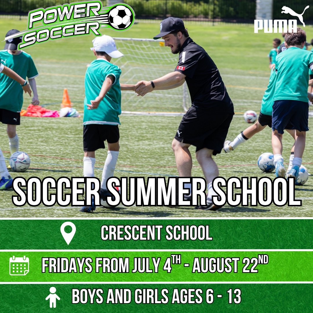 Power Soccer Summer School is back this July at Crescent School on Fridays ⚽️☀️

Register today to and join us for a summer full of soccer fun!

Register today at powersoccer.ca/search/school/…
