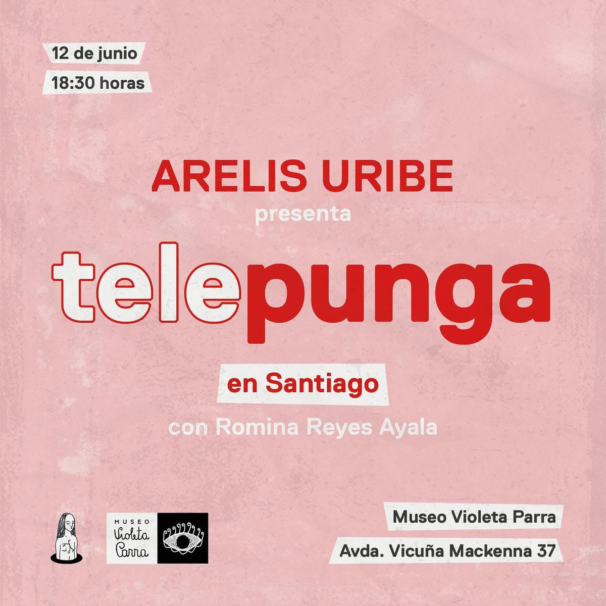 La destacada escritora nacional Arielis Uribe <a href="/uribearelis_/">arelis uribe</a> les invita a participar de la presentación de su nuevo libro 📖Telepunga📖, que se realizará hoy, a las 18:30 horas en Vicuña Mackenna  37. 
<a href="/LLdelamujerrota/">Libros De La Mujer Rota</a>