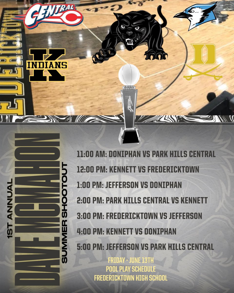 🚨TOMORROW 🚨
 The 1st Annual Dave McMahon Summer Shootout kicks off tomorrow with Day 1 Pool Play. Come out to Blackcat Valley and watch some great high school hoops!