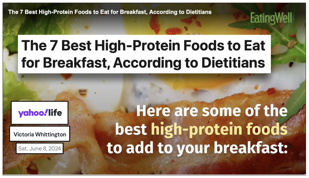 VegMediaWatch (@vegmediawatch) on Twitter photo In a <a href="/yahoolife/">Yahoo Life</a> health article, registered dietician <a href="/yourRDNvictoria/">Victoria Whittington, RDN</a> (Victoria Whittington) states that the seven "best high-protein breakfast foods" are yogurt, cottage cheese, eggs, salmon, ground turkey, protein shakes and tofu.
Given the health risks associated with animal In a <a href="/yahoolife/">Yahoo Life</a> health article, registered dietician <a href="/yourRDNvictoria/">Victoria Whittington, RDN</a> (Victoria Whittington) states that the seven "best high-protein breakfast foods" are yogurt, cottage cheese, eggs, salmon, ground turkey, protein shakes and tofu.
Given the health risks associated with animal