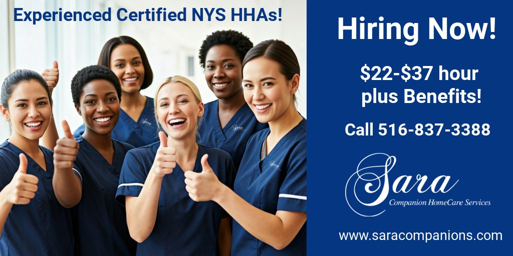 Hiring Home Health Aide Superstars – Certified HHAs ($22-$37/hour) – Northern Nassau and Suffolk County

📩 Email: SiahN@saracompanions.com
📞 Call: 516-837-3388 | 718-527-3200 | 631-627-5589
saracompanions.com/home-care-care…