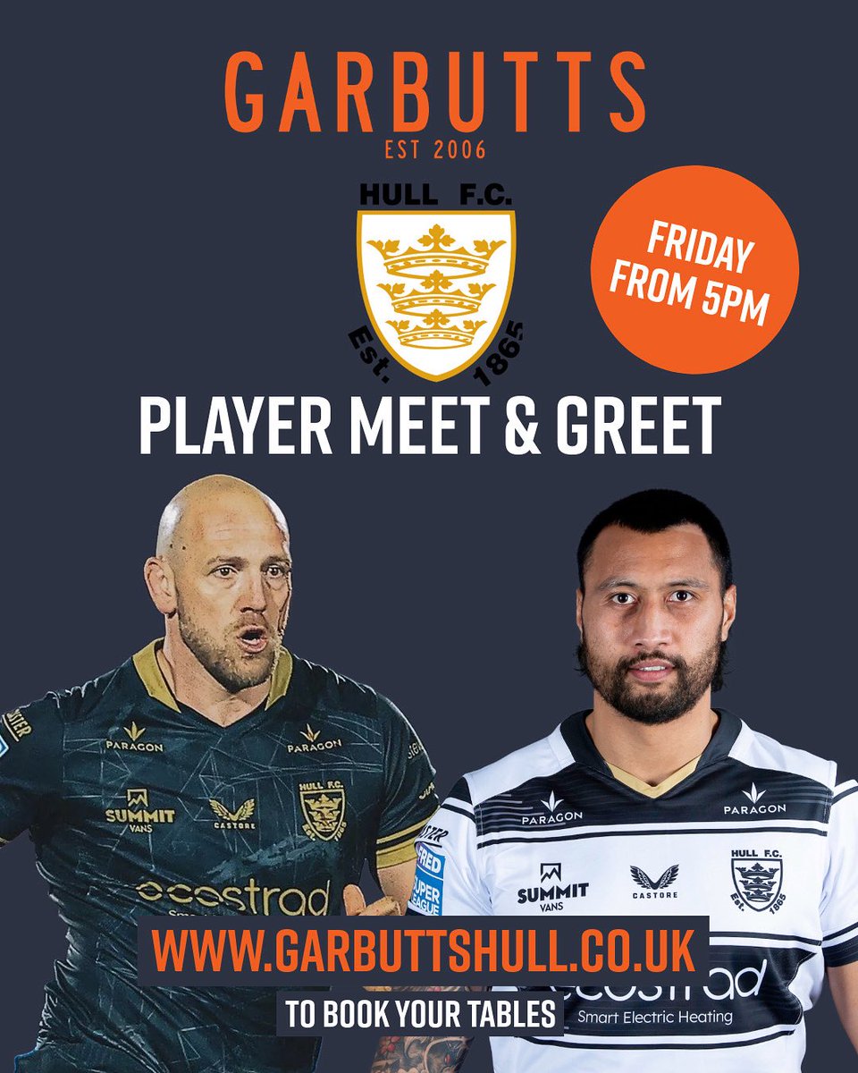 ⚫️⚪️ Sao &amp; Watts ⚪️⚫️

Hull FC players Liam Watts &amp; Ligi Sao will be with us tomorrow from 4:45 - 5:45 ahead of Hull FCs game vs Castleford Tigers.