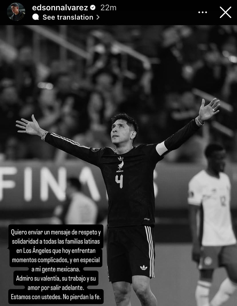 Edson Alvarez’s message for the Latin American and Mexican people in Los Angeles. 

“We are with you, don’t lose faith”. 

🇲🇽🇺🇸❤️