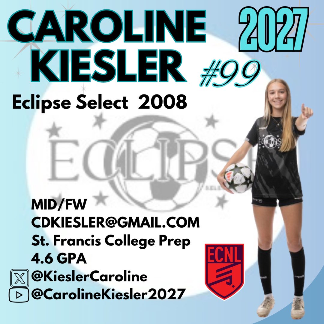 Excited for June 15th and the journey ahead‼️

YouTube: m.youtube.com/@CarolineKiesl…

<a href="/EclipseSelectSC/">Eclipse Select SC</a> <a href="/2008Eclipse/">Eclipse Select 2008 ECNL</a> 
<a href="/ECNLgirls/">ECNL Girls</a> 
<a href="/ImCollegeSoccer/">College Soccer Truth ™</a> #CSTruth 
<a href="/ImYouthSoccer/">ECNL/GA/Recruiting/College Soccer</a> 
<a href="/Makoski22/">Manya Makoski Puppione</a>