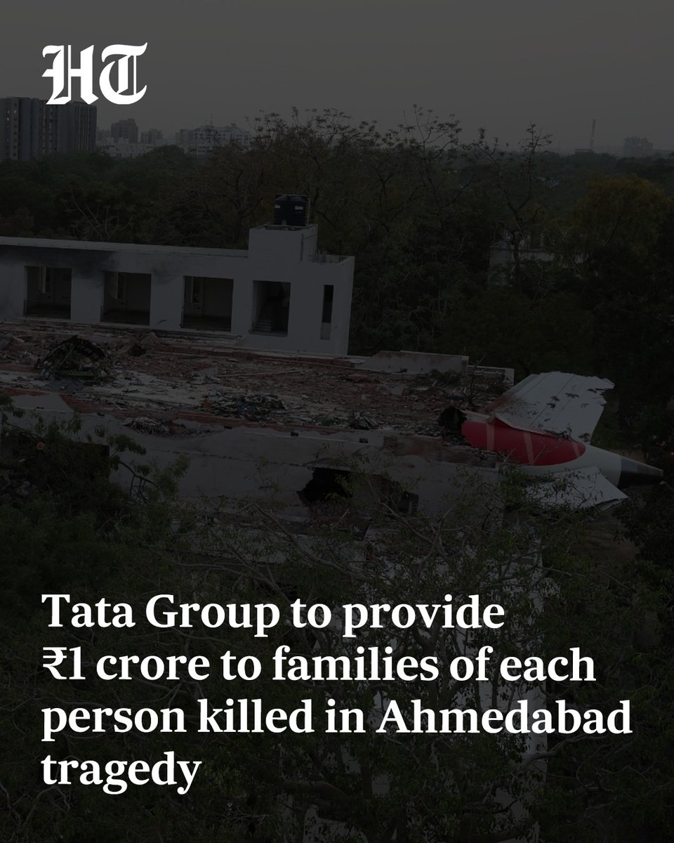htTweets's tweet image. Tata Group, which owns Air India, has announced that it will provide ₹1 crore to families of those who lost their life in the plane crash.

Read full story : hindustantimes.com/india-news/pro…