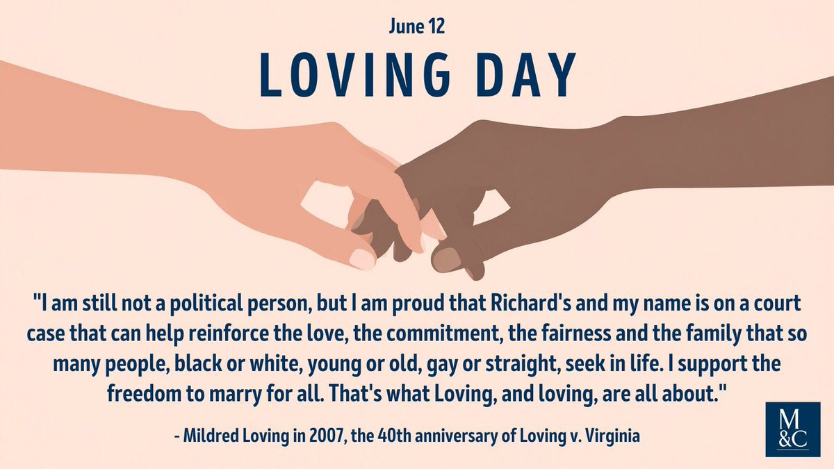 MurchisonLaw's tweet photo. Loving Day is an annual celebration of the 1967 United States Supreme Court decision Loving v. Virginia, 388 U.S. 1 (1967), which struck down anti-miscegenation laws in the remaining 16 U.S. States. https://t.co/Q23nDaFvdz