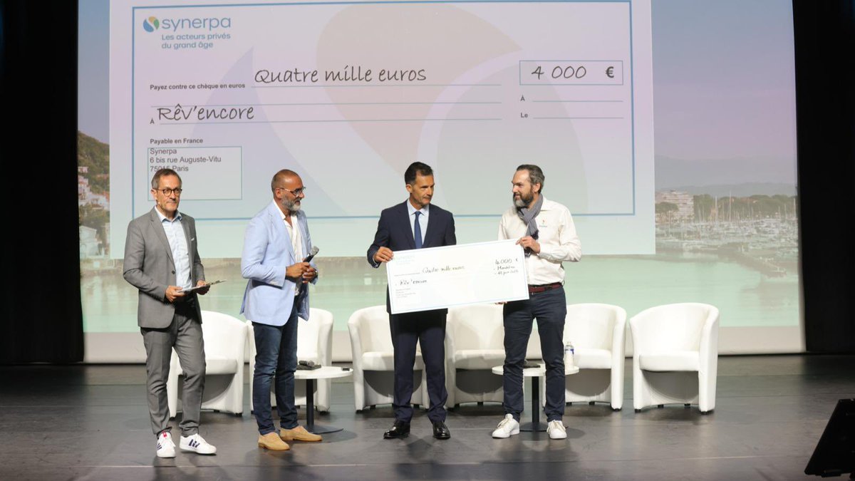 🟢✨ Ce soir, le 24ᵉ Congrès des acteurs privés du grand âge s'achève à Mandelieu-la-Napoule sur une note de solidarité et d’engagement renforcé.

🎁 La cérémonie de clôture a été marquée par la remise d’un chèque de soutien à l’association Rêv’encore (Patrick Mongis) par