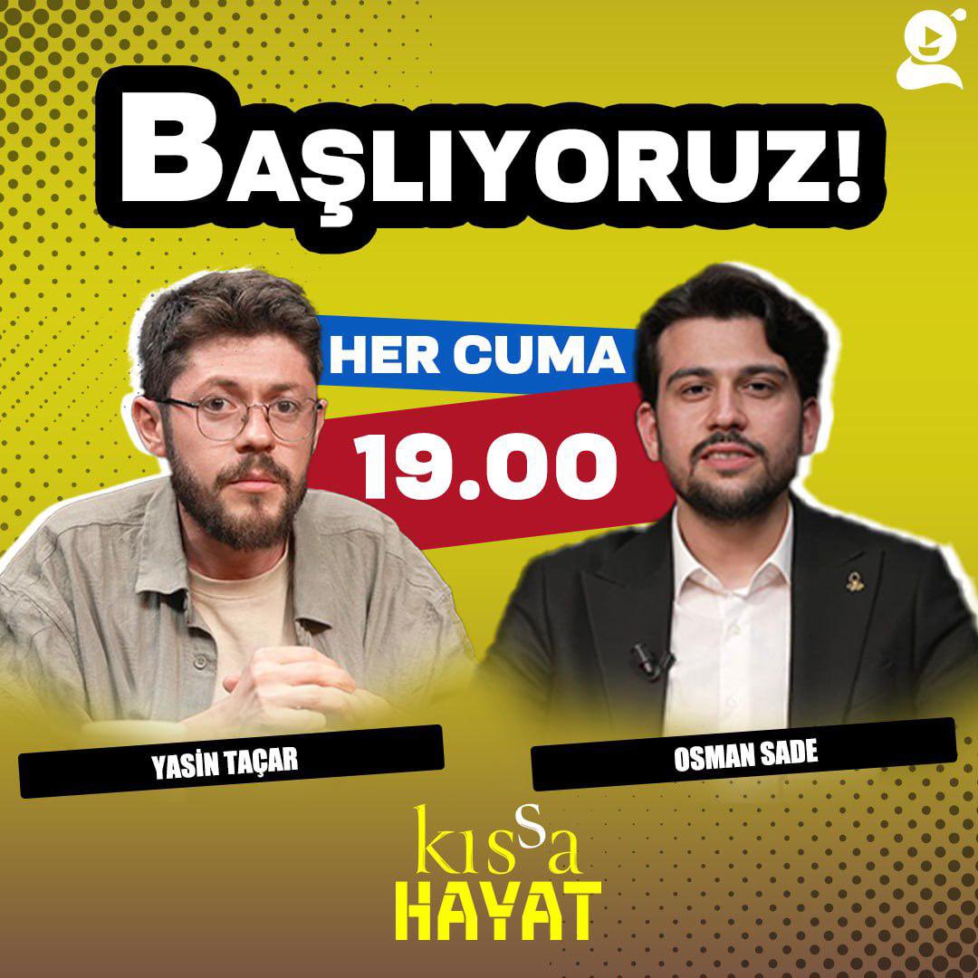 Yeni programımız kıssaHAYAT başlıyor! 📖
Kur’an-ı Kerim’de geçen peygamber kıssalarını konuşacağımız bu programda, her hafta farklı bir kıssadan hayata dair mesajlar çıkaracağız.

🎙️ Yasin Taçar &amp; Osman Sade
📅 Her Cuma
⏰ Saat 19.00’da