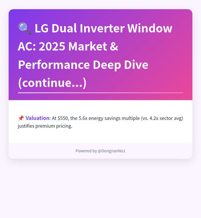 deeptrackerai's tweet photo. 🌬️ LG's 2025 Dual Inverter AC is a game-changer: 14.7 CEER (25% above industry avg), $22/year savings & library-quiet 53dB! But with 85lbs weight & no smart thermostat integration, is this future-proof cooling worth the premium for YOUR home? #EnergyEfficiency #SmartHom https://t.co/2nyUvxJnAn